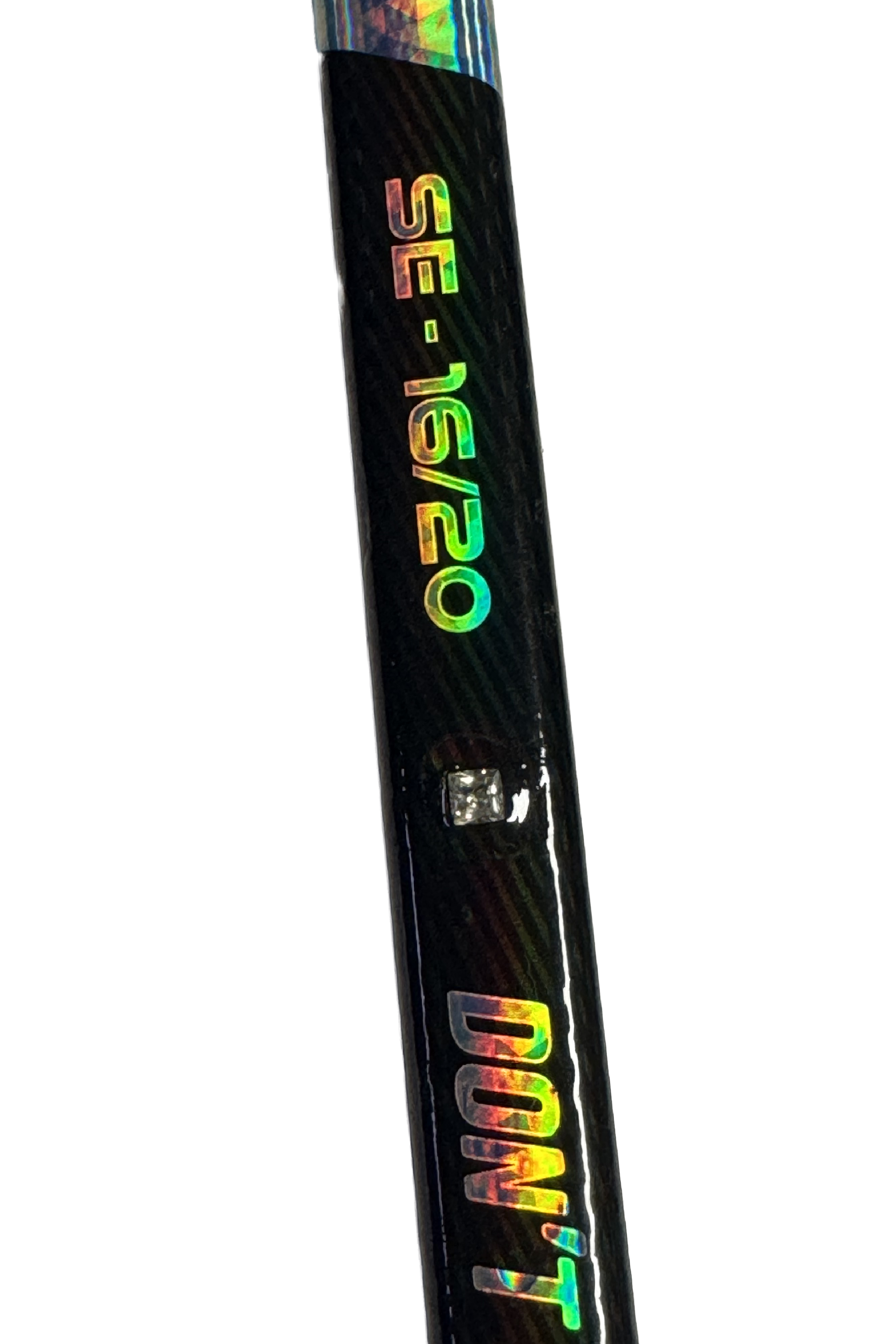 HKY IQ Gem limited edition hockey stick with holographic rainbow text on black shaft